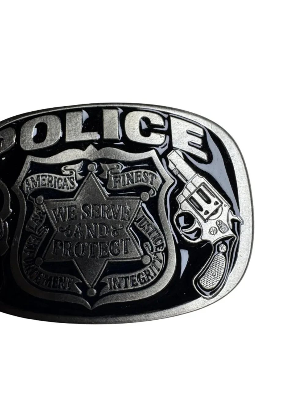 Police-Themed Belt Buckle 